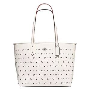 Coach City Tote Perforated Butterfly Crossgrain Leather Chalk Coach EUC